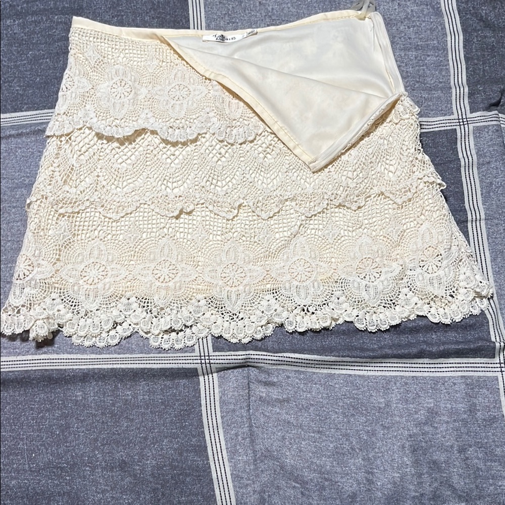 Cream Ruffled Wrap Mini Skirt for Cocktail Parties